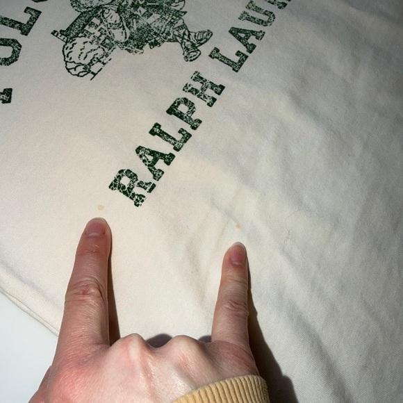 Ralph Lauren White Tee with Green Polo Bear Print - Picture 5 of 6